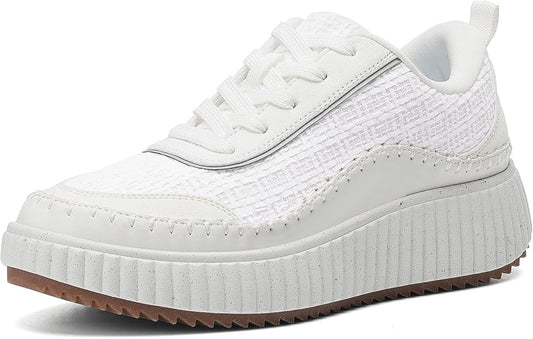 Women Chunky City Tweed Comfortable Casual Platform Fashion Sneaker